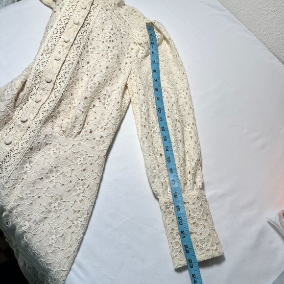 Veronica Beard Hilda Lace Mini Dress Ivory Long Sleeve Boho Cottagecore 2 - Picture 11 of 16